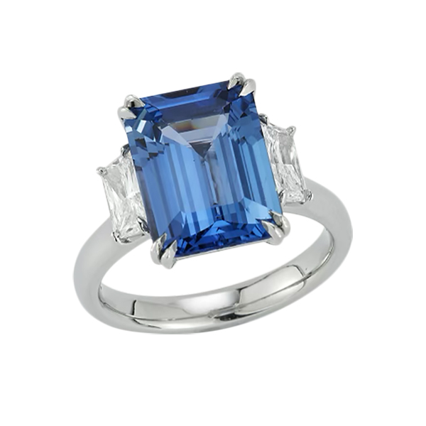 Platinum Blue Sapphire Diamond Ring